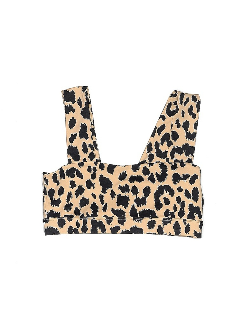 ALLFENIX Leopard Print Wide-Strap Sports Bra - Beige/Black